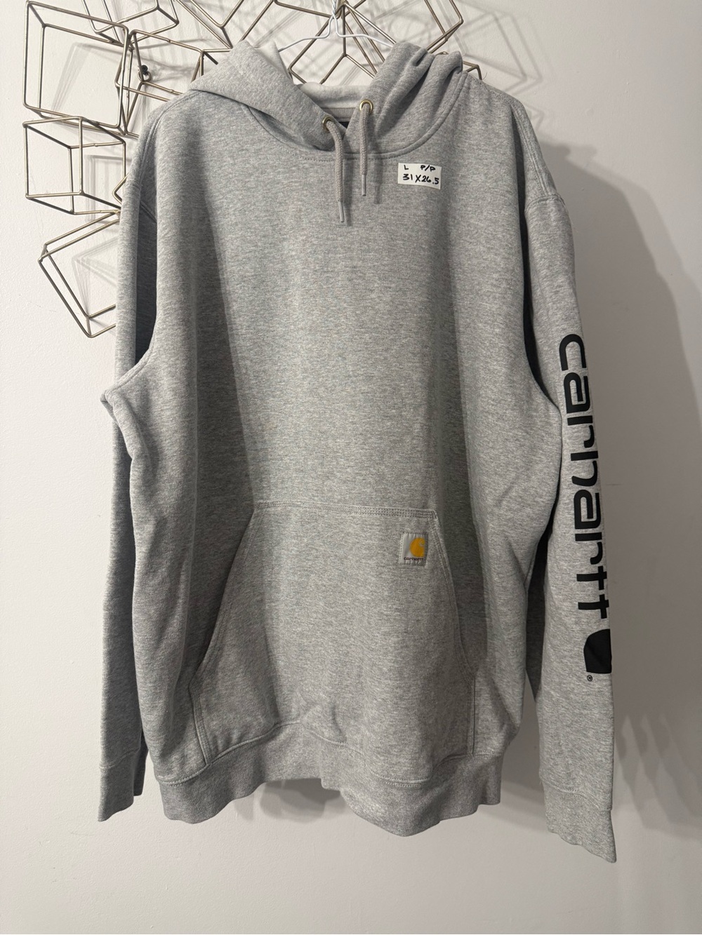 Carhartt Gray Pullover Hoodie with Sleeve Logo